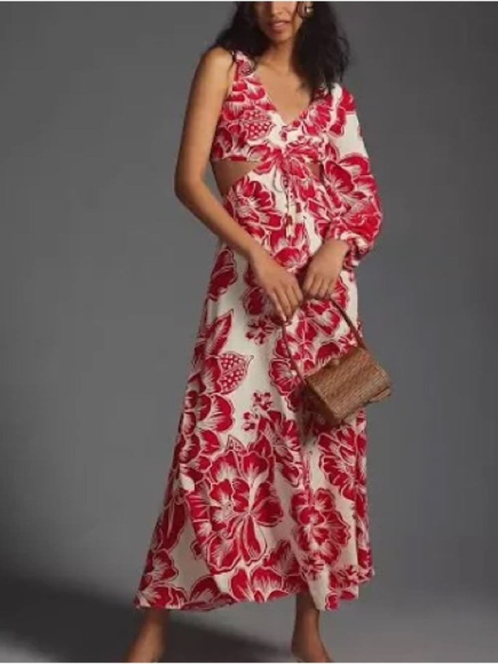 nwt FARM rio cutout dress in red floral